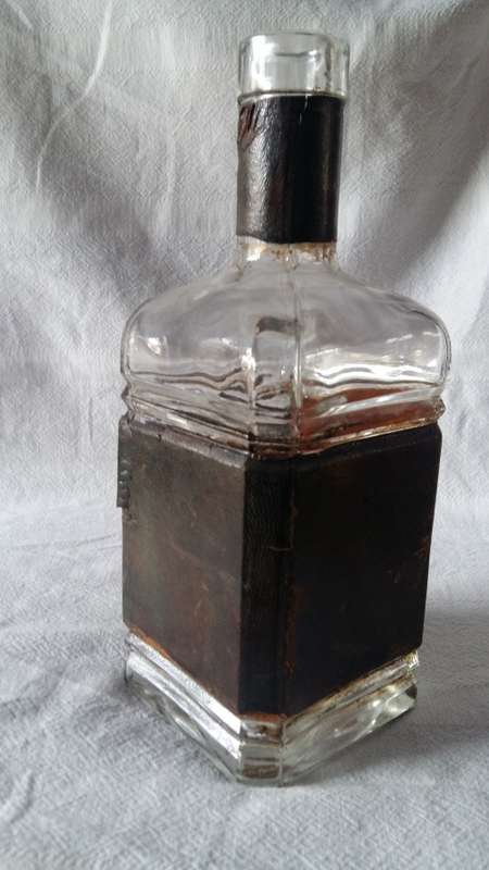 Leather wrapped vintage glass Decanter